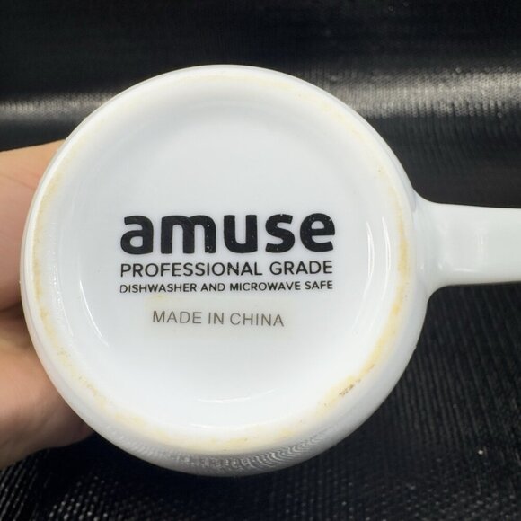 Amuse Professional Barista Heavy White Ceramic Coffee Mug Cup Set 2 Mugs Cups - Picture 5 of 12